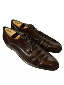 ZZegna Men's Burgundy Leather Plain Toe Oxfords - Size 10.5 US/9.5 EU - Picture 1 of 16