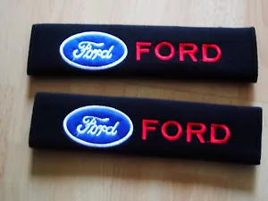 A PAIR OF NEW BEAUTIFULLY EMBROIDERED "FORD" COMPATIBLE SEAT BELT COVERS - Picture 1 of 1