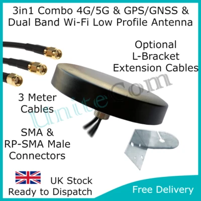 4G/5G Wi-Fi GPS Puck Combo 3in1 Antenna Outdoor Broadband Mobile Internet Aerial - Image 1 of 3
