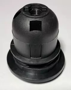 Black Plastic Lamp Holder Pendant ES / E27 / Edison Screw / c/w Shade Ring - Picture 1 of 3