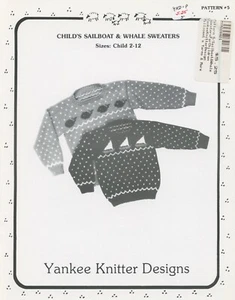 Yankee Knitter Designs Knitting Pattern 5 Child's Sailboat & Whale Sweaters 2-12 - Picture 1 of 2