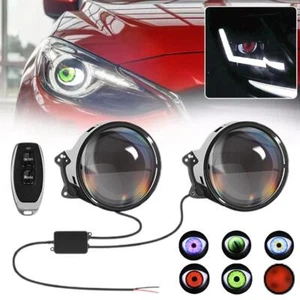 LED Dynamic Devil Eye Car Headlights Devil Eye Decor Lamps RemoteControl New - Picture 1 of 17