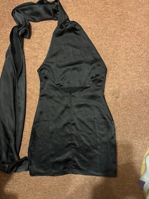 Club L London Black Satin Backless Mini Dress Size 8 - Image 1 of 4