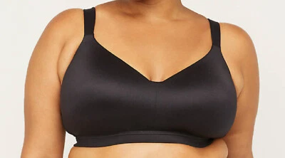54DDD Bra - Catherines Black Full-Coverage Smooth No-Wire Light Foam Cups Bra - Image 1 of 4
