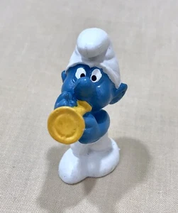 VINTAGE Toy Doll Smurf by PEYO Schleich 1970's Collection Trumpet Player / - Picture 1 of 5