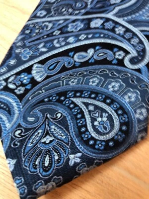 Corbata STAFFORD Azul Paisley Brocado Clásica 58" x 3.25" Foto 1 de 4
