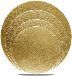 4 Pack Cake Boards Golden Round Circles 6, 8, 10, 12 Inch Base Gold - Picture 1 of 6