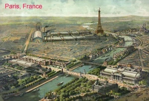 Paris Frankreich 1900, Ansicht der Weltausstellung, Eiffelturm usw. -- Postkarte - Bild 1 von 2