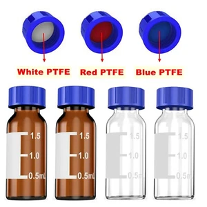 1000x Fiale Autocampionatore Trasparente/Ambra 2ml HPLC 9-425 Vite PTFE Tappi Area Scrittura - Foto 1 di 17