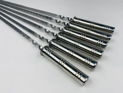 Skewers 3 mm stainless steel handle for mangal and grill (6 pcs) - Image 1 of 4