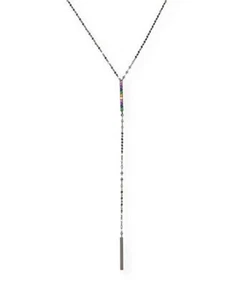 Collar Lana Eléctrico Barra Arco Iris Lariat Oro Negro 14K $690 - Imagen 1 de 5