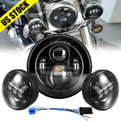 Farol de LED DOT 7" e luzes de passagem de neblina 4,5" para Harley Electra Glide Classic - Imagem 1 de 4