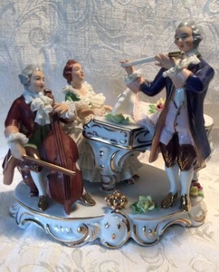 German Porcelain Lace Figurine " Musicions" - Picture 1 of 6