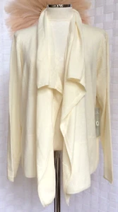 NWT WORTH 100% Wool Ivory Collared Long Sleeve Cardigan Wrap Sweater Size XL FXJ - Picture 1 of 13