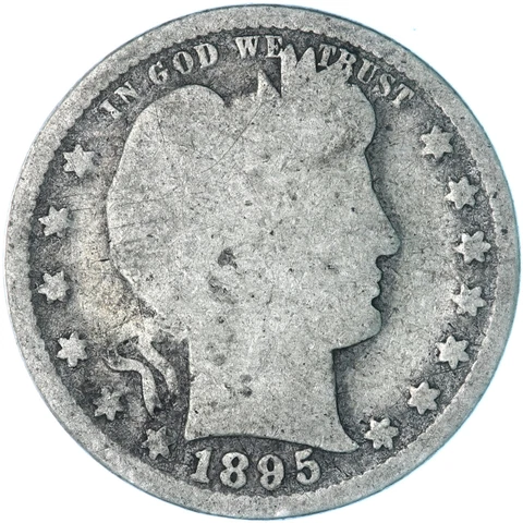 1895 (P) Barber Quarter 90% Silver About Good AG See Pics A441 Cover