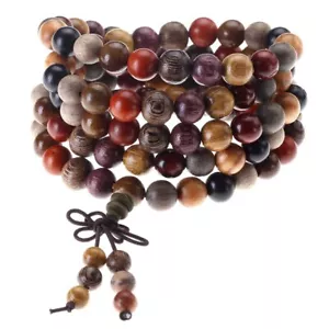 Unisex 108 Natural Wood 6mm 8mm Beads Bracelet Buddhist Rosary Mala Necklace(8mm - Picture 1 of 7
