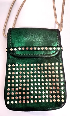 Bolso Bandolera Rebecca Minkoff Mini Verde Metálico Teléfono Foto 1 de 4