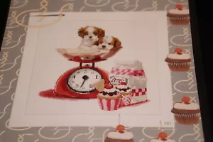 Puppies dogs red scale cupcakes Thea Gouverneur Counted Cross Stitch Kit NIP - Picture 1 of 1