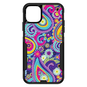 OtterBox Commuter for Apple iPhone (Pick Model) Hot Blue Yellow Pink Paisley - Picture 1 of 23