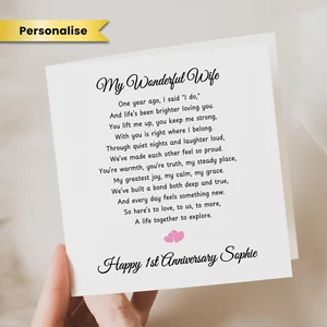 1st Anniversary Card For Wife 1 Year Together Anniversary Poem Gift For Wife - Picture 1 of 2