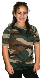 T Shirt - Kids - Woodland - Crew - Australian Made - Army & Military - Picture 1 of 3