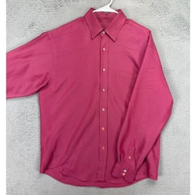 Bugatchi Uomo Button Up Shirt Adult Large Magenta Pink Pinstripe Long Sleeve Men - Image 1 of 4