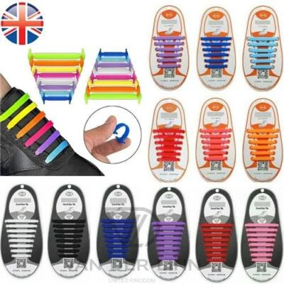 VDL Silicone Shoe laces 12 /16 X 100% Elastic Adults Kids No Tie Trainers - Image 1 of 4