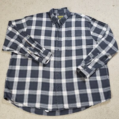 Cabelas Shirt Men 2XL XXL Gray Plaid Soft Flannel Outdoor Preppy Hiking - Image 1 of 4