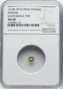 India Mysore Fanam (1638-1812) Kanthirava Type NGC AU 58