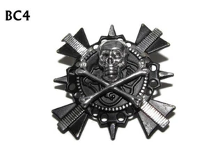 Steampunk gothic biker emo pin badge brooch skull crossbones pirate #BC04 - Picture 1 of 4