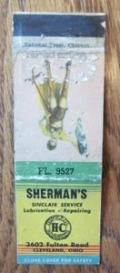 SHERMAN'S SINCLAIR GAS STATION MATCHCOVER: CLEVELAND, OHIO PIN-UP GIRLIE -G20 - Picture 1 of 1