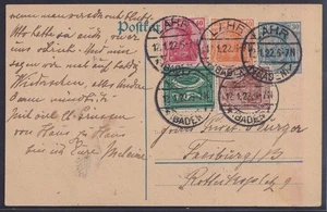 74580) LAHR (BADEN) 1922 franqueo entero a Friburgo - Imagen 1 de 2