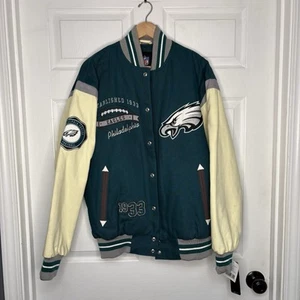 Ropa del equipo de la NFL Philadelphia Eagles Chaqueta de bombardero universitario para hombre mediana RARA - Imagen 1 de 13