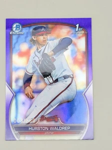 Hurston Waldrep 2023 1st Bowman Chrome Draft #BDC-114 Purple Refeactor #/250 RC - Imagen 1 de 2