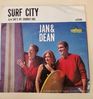 Jan & Dean SURF CITY/SHE'S MY SUMMER GIRL(SURF ROCK 45/PS) #55580 PLAYS VG++ Foto 1 de 4