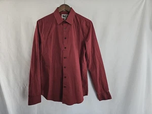 Camisa Express 1MX Para Hombre Roja Botón Delantero Manga Larga Talla Mediana - Imagen 1 de 8