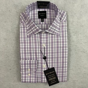 Hickey Freeman Mens Dress Shirt 15 34/35 Purple Plaid Modern Fit Stretch Pima - Picture 1 of 7