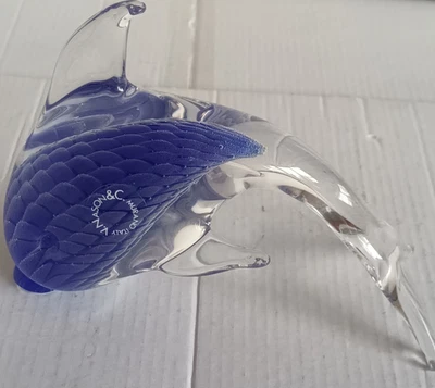 V NASON & C. MURANO ITALY BLUE GLASS DOLPHIN GREAT CONDITION FREE UK P+P - LOOK - Image 1 of 4