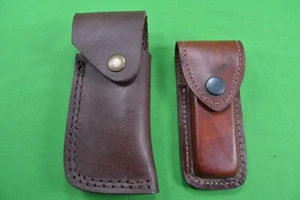 2 Vintage Leder Messer Gürtelholster Scheide, braun mit Gürtelschlaufe - Bild 1 von 4