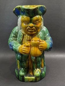 Toby Mug Full Body Majolica Style Drip Blue Green Orange Grimacing Man - Picture 1 of 9