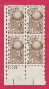 US SCOTT #1189 BASKETBALL BY Dr. JOHN NAISMITYH 4¢ MINT PLATE BLOCK OF 4 - Picture 1 of 2