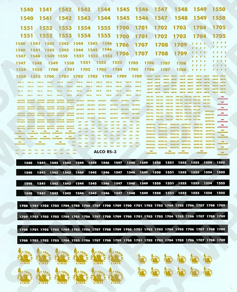 1-15  HO Jersey Central Lines CNJ Alco RS-3 Decals - Image 1 of 1