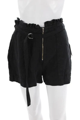 Bella Dahl Unisex Bohemian Black Linen Buckle Shorts Size 28 - Image 1 of 4