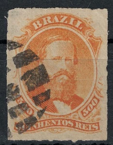BRASILE 1876-77 Pedro II 500r arancio us - Foto 1 di 1