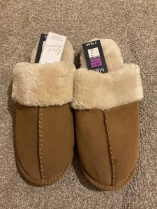 Marks & Spencer Faux Fur Lined Real Suede Slippers Mules UK 9.BNWT - Picture 1 of 4
