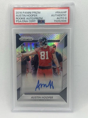 2016 -Austin Hooper- Panini Prizm Silver Autograph PSA 8 #RAAHP Pop 1 - Image 1 of 2
