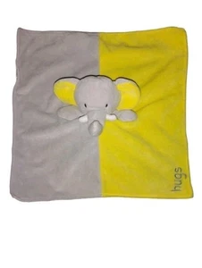 Okie Dokie Elefant Sicherheitsdecke Plüsch Rassel Lovey grau & gelb Umarmungen - Bild 1 von 5