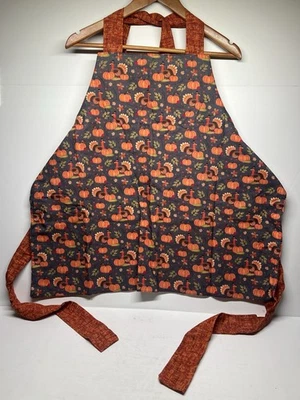 Thanksgiving Handmade Reversible Cooking Apron Pumpkin Turkey / Colorful Rustic - Image 1 of 4