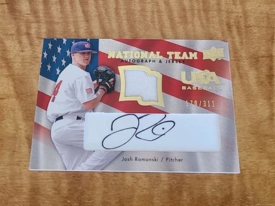 2008 UD USA Baseball #USA-JR National Team /311 Josh Romanski Auto Relic $$$ - Image 1 of 2