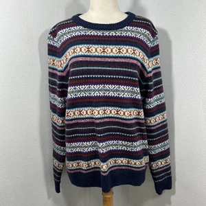 HM LOGG Sweater M Wool Blend Nordic Fair Isle Icelandic Knit Cabincore Winter - Picture 1 of 10